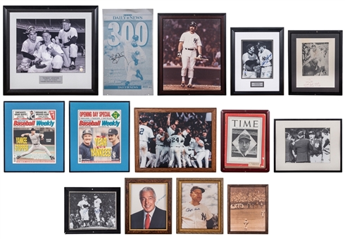 Lot of (14) New York Yankees Framed Photos that Hung in Gene "Stick Michaels Restaurant Including Ones Signed by Joe DiMaggio, Roger Clemens, and Goose Gossage (JSA Auction LOA)